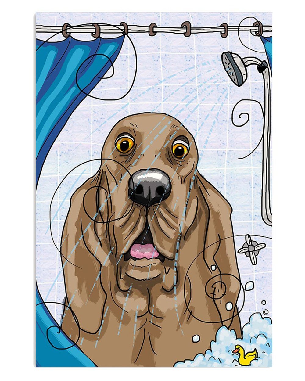 Basset Hound Dog Bathtime Poster