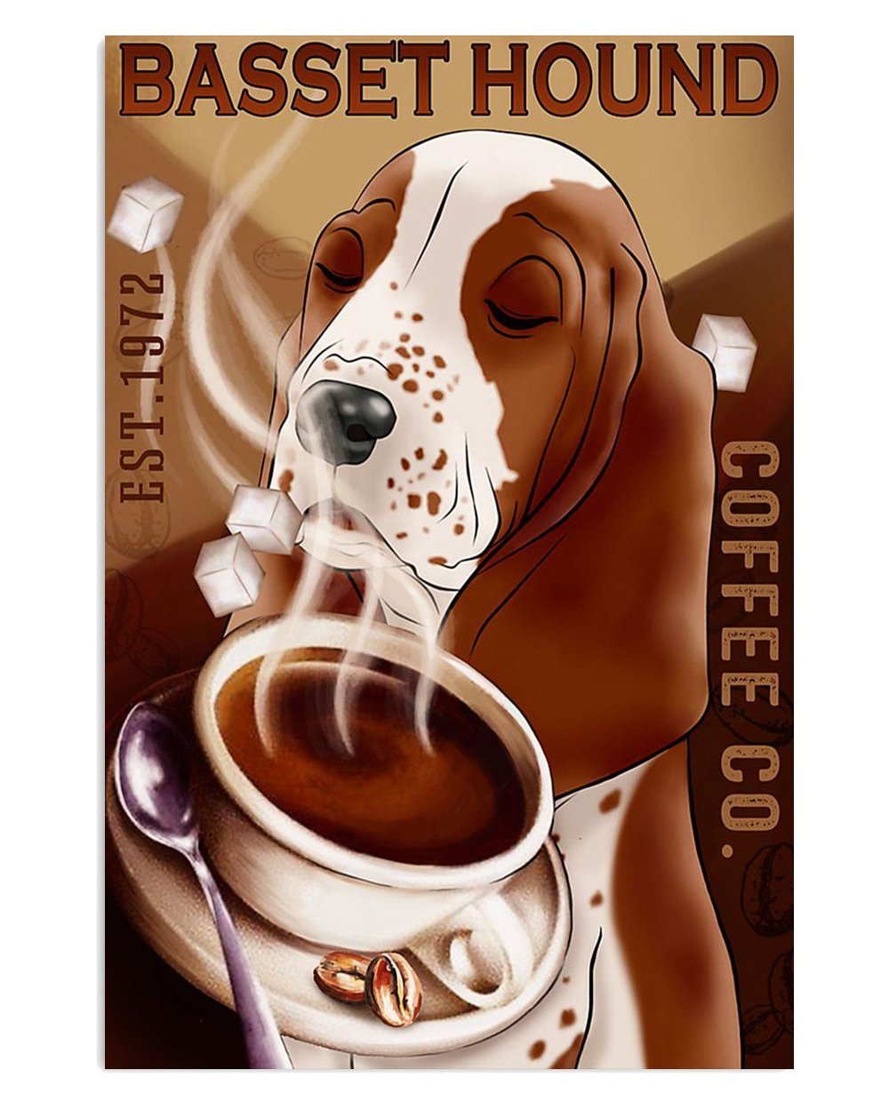 Basset Hound Dog Coffee Poster