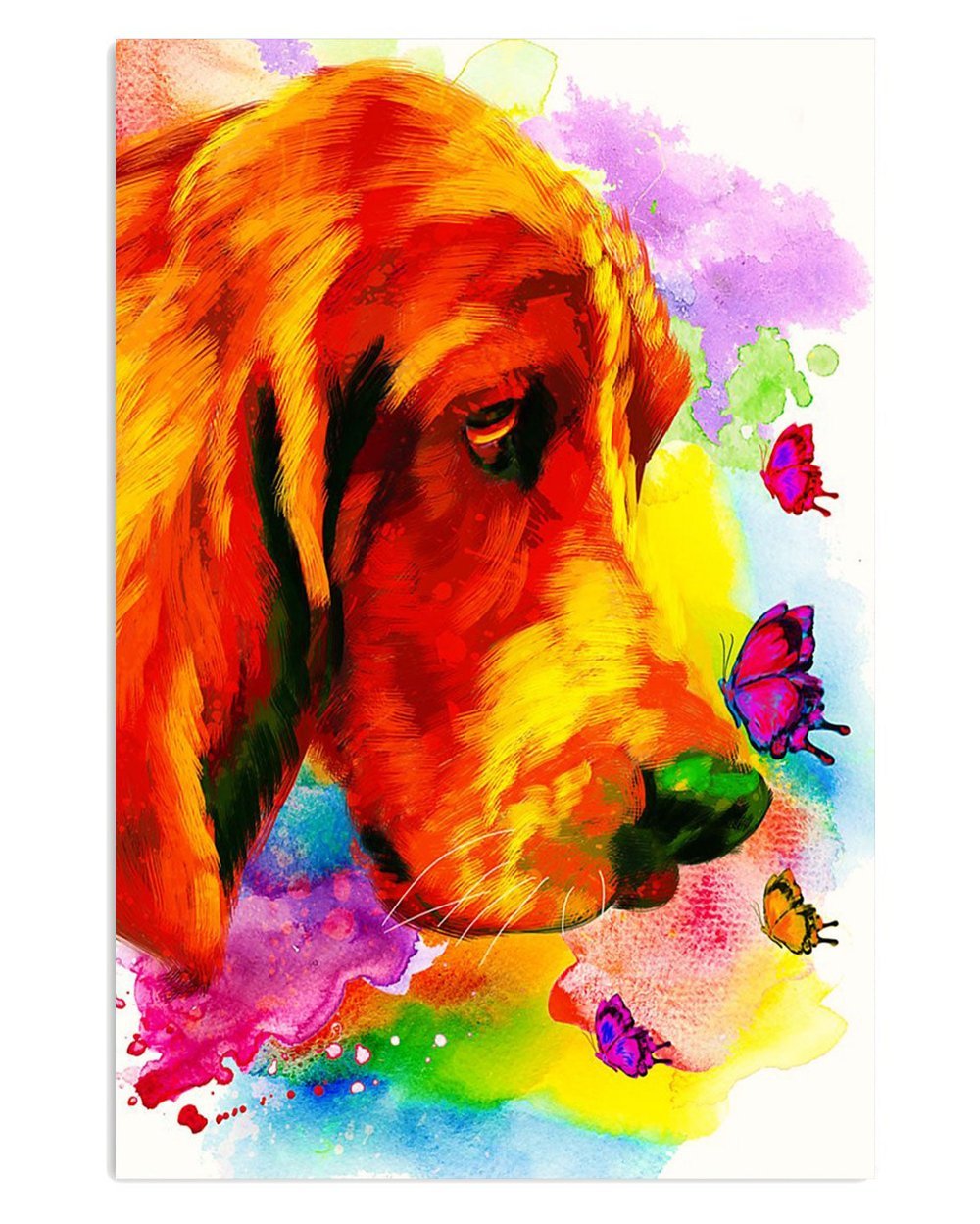 Basset Hound Dog Watercolour Poster