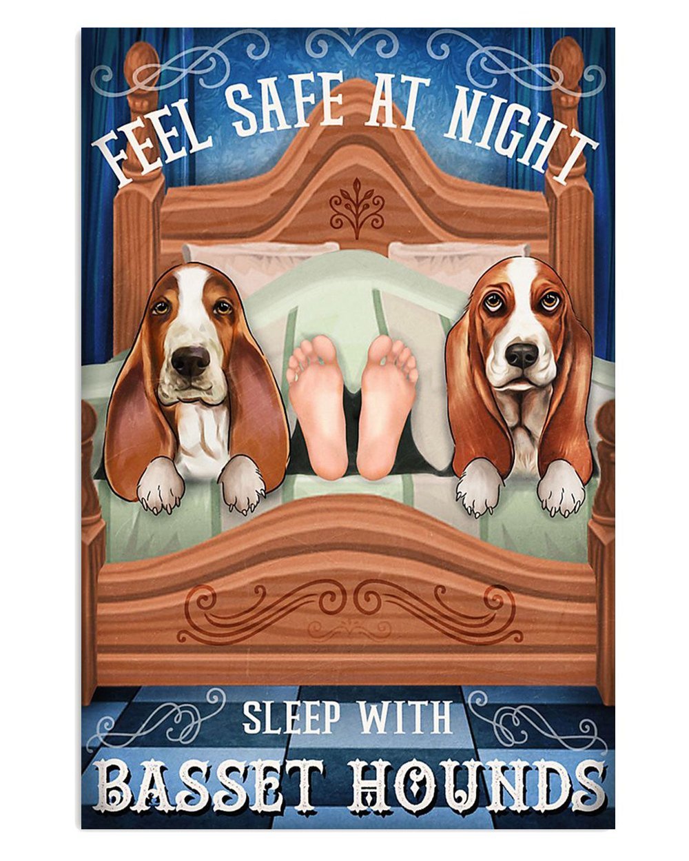 Basset Hound Poster Sleep with Miniature Dog Puppies