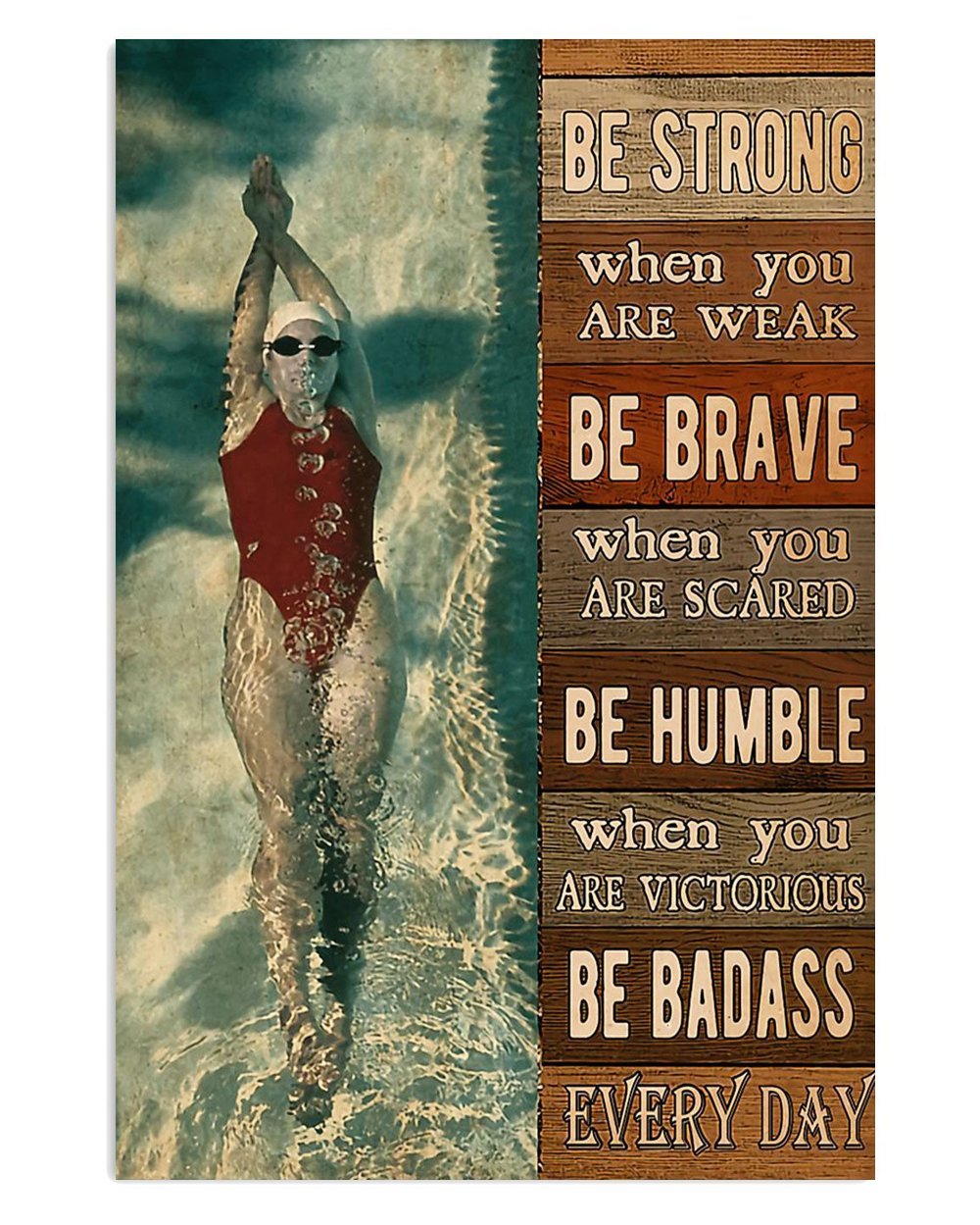 Be Brave Motivational Swimming Poster