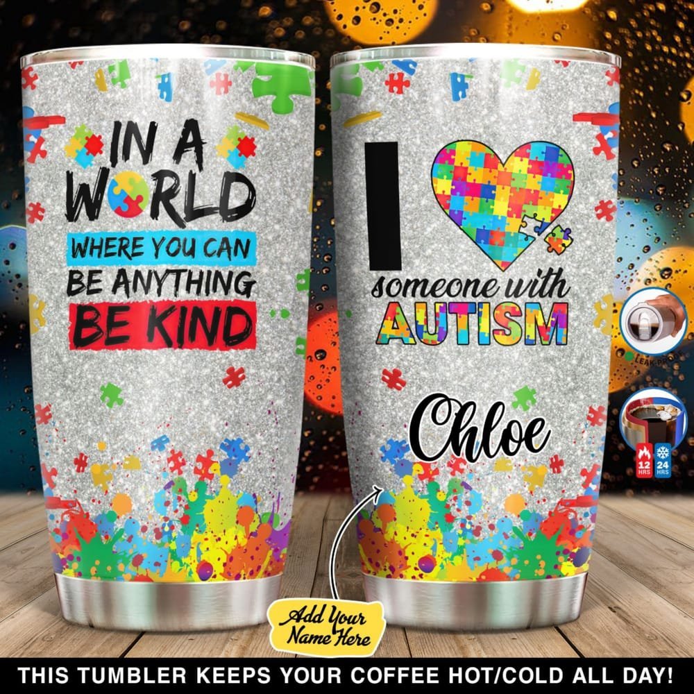 Be Kind Autism Personalized Tumbler