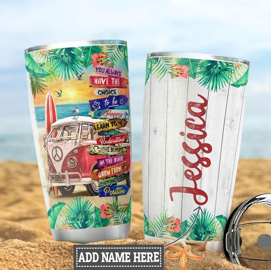 Beach Hippie Van Personalized Tumbler