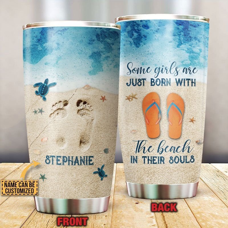 Beach In Their Souls Personalized Tumbler