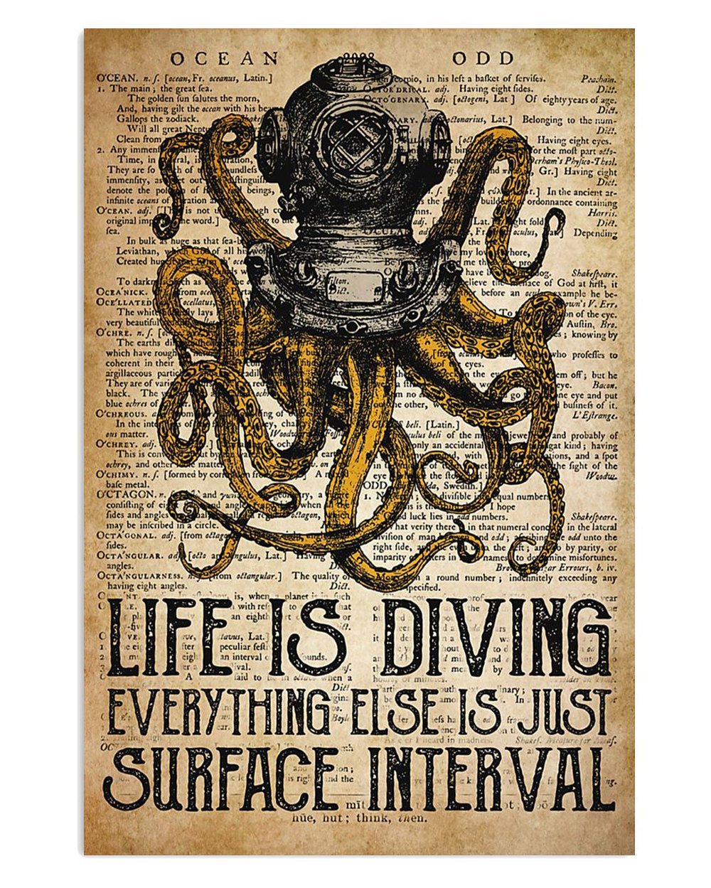 Beach Ocean Life Diving Sand Sea Poster