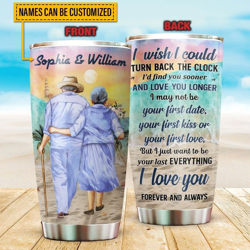 Beach Old Couple Turn Back The Clock Personalized Tumbler