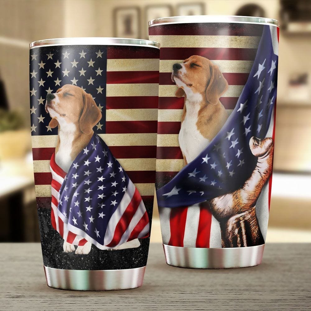 Beagle American Patriot Personalized Tumbler