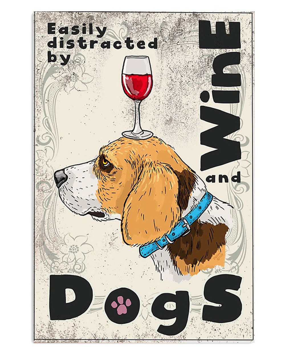 Beagle Dog Delights Wine and Friends Poster