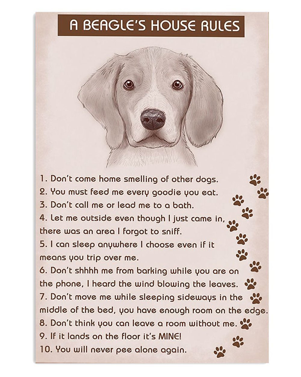 Beagle Dog House Rules Poster