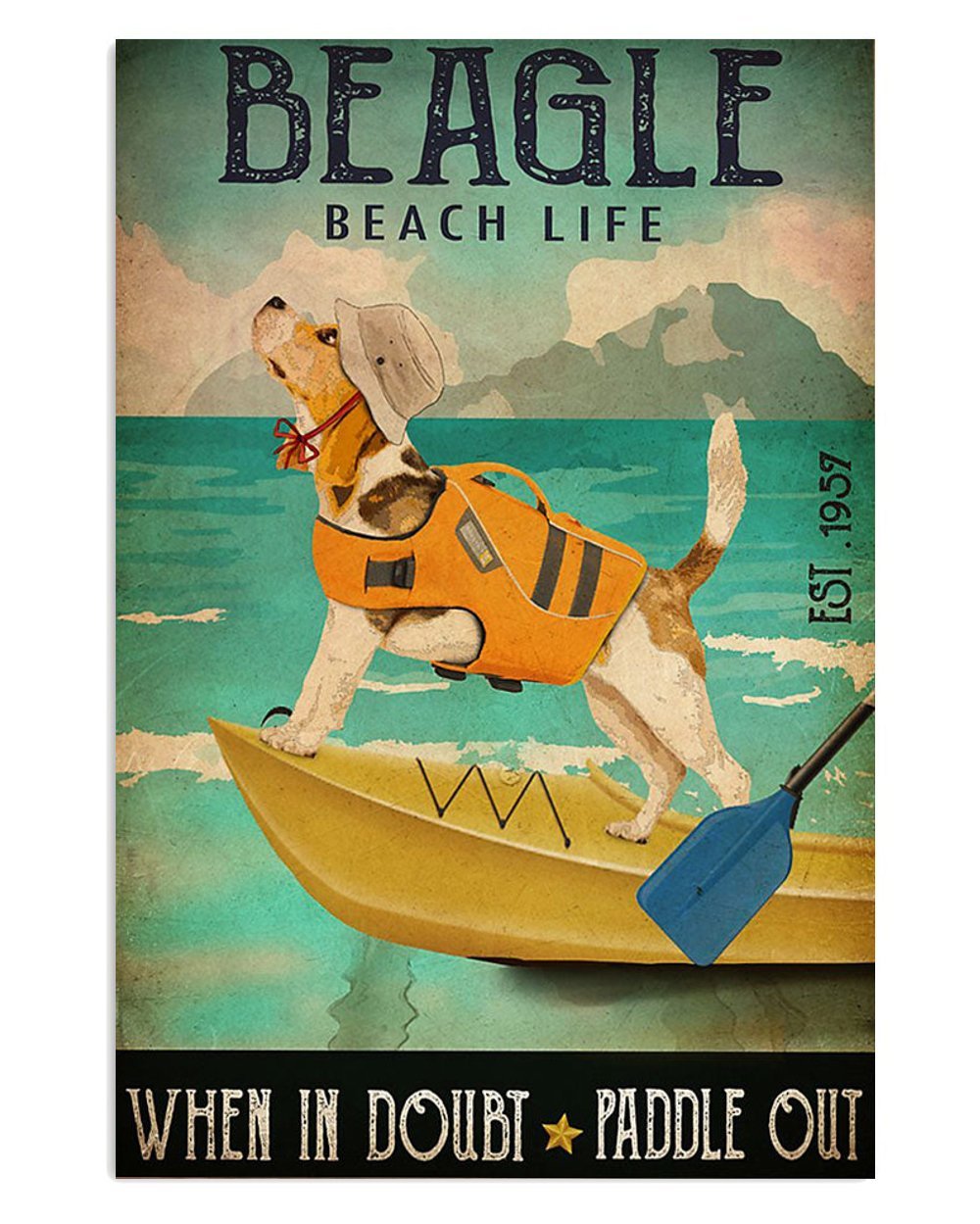 Beagle Dog Poster Beach Scene