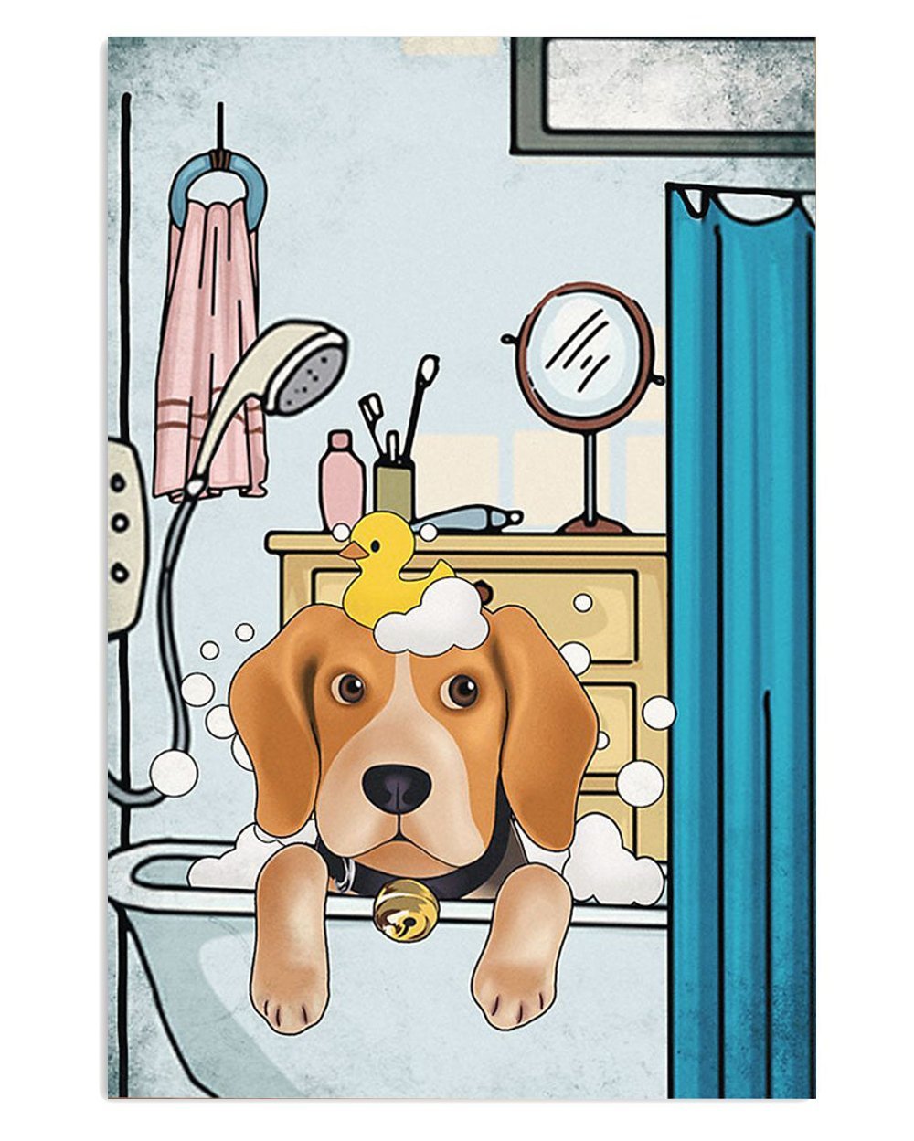 Beagle Dog Taking Bath Poster