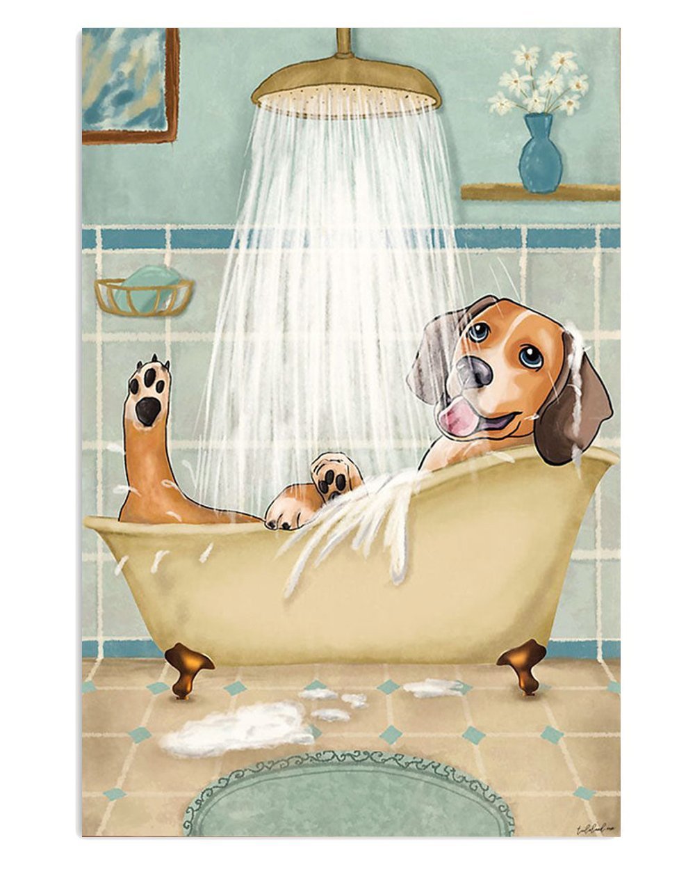 Beagle Dog Wall Art Bathroom Decor Poster