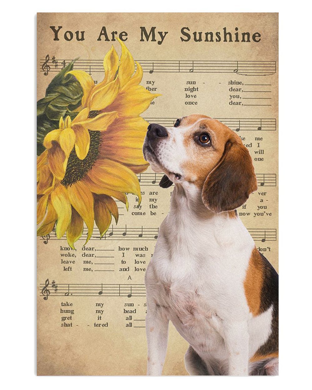 Beagle Dog You Are My Sunshine Art Print