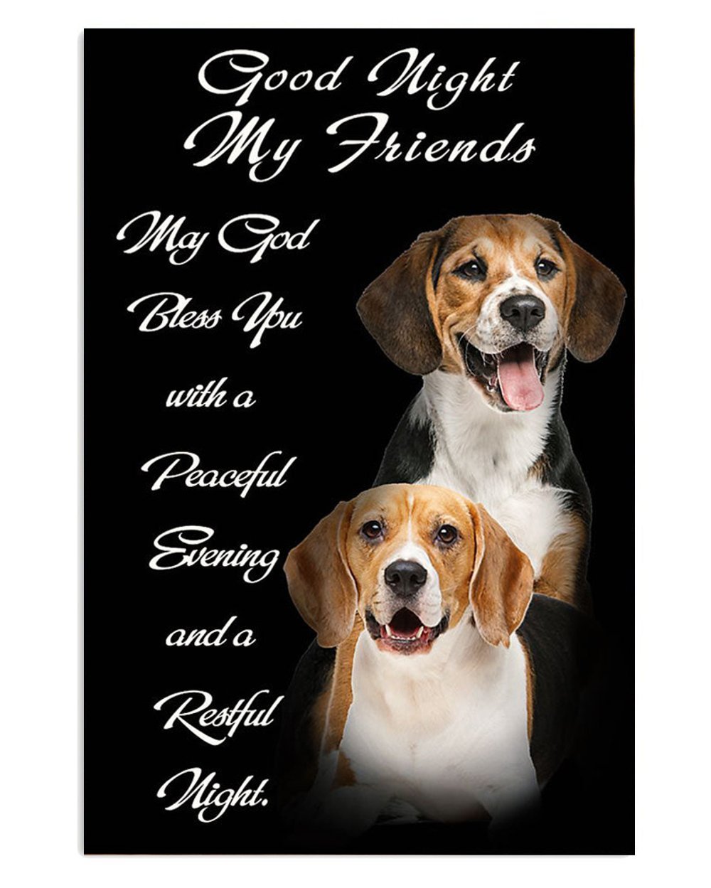 Beagle Goodnight Friends Poster