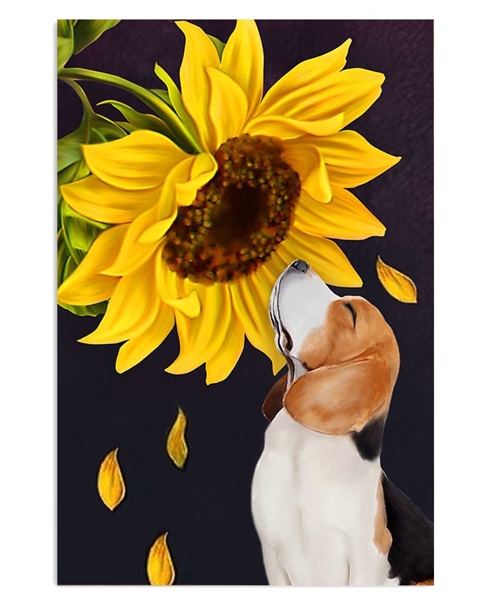 Beagle Sunflower Wall Art Poster