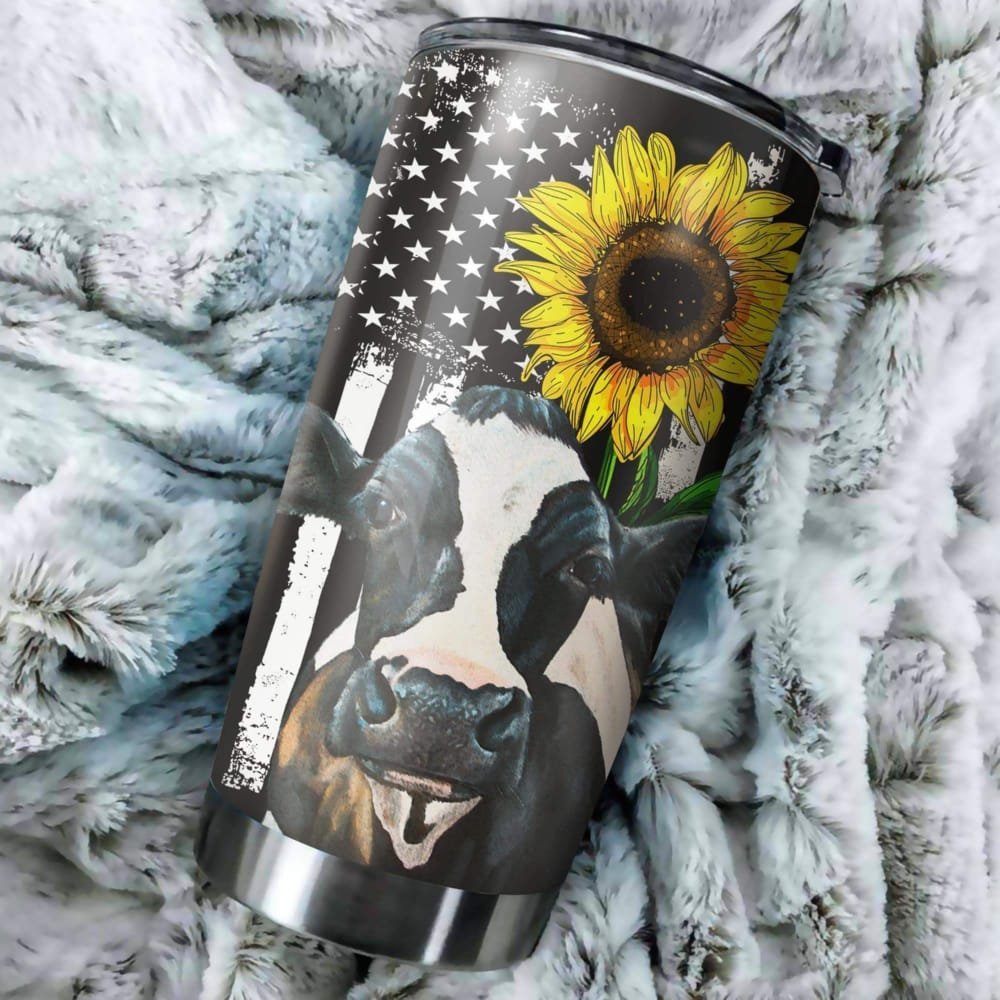 Beautiful Cow And Sunflower Personalized Tumbler