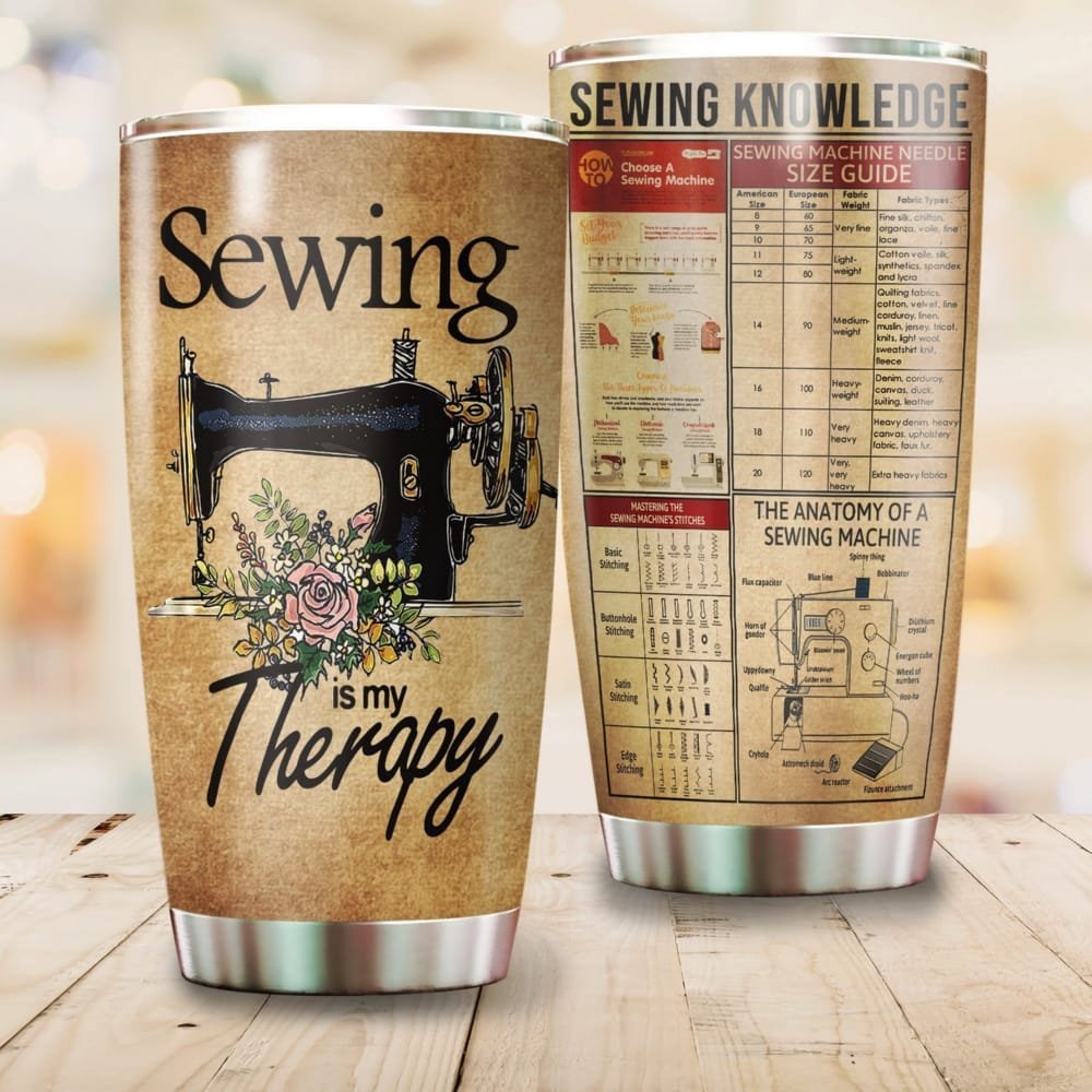 Beautiful Sewing Is My Therapy Personalized Tumbler