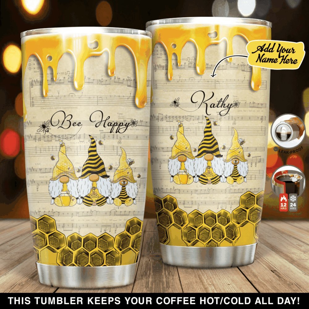 Bee Happy Personalized Tumbler