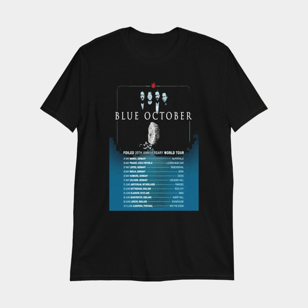 Blue October Foiled 20th Anniversary World Tour 2026 T-Shirt Blue October Merch For Rock Fans - Lily Birch Market