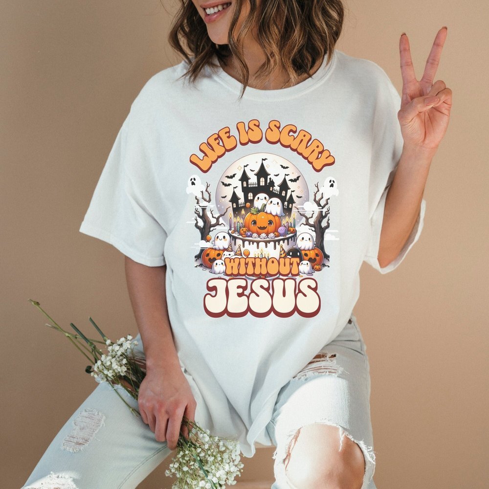 Christian Fall T Shirts Women Ghost Pumpkins