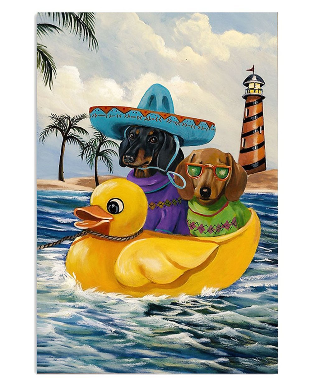 Dachshund Beach Summer Landscape Poster