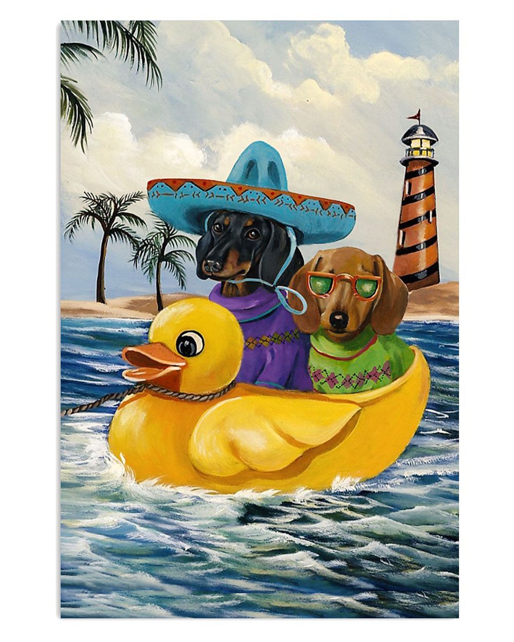 Dachshund Summer Beach Poster Gift