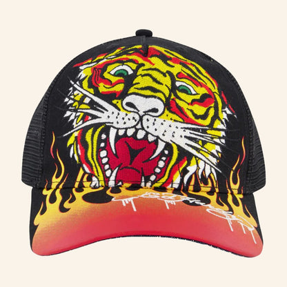Ed Hardy Merch Tiger Flame Trucker Hat Ed Hardy Hat Xmas Gifts For Dad - Lilybirchmarket