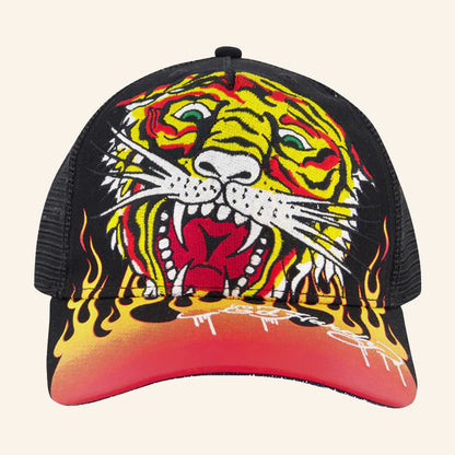 Ed Hardy Merch Tiger Flame Trucker Hat Ed Hardy Hat Xmas Gifts For Dad - Lilybirchmarket