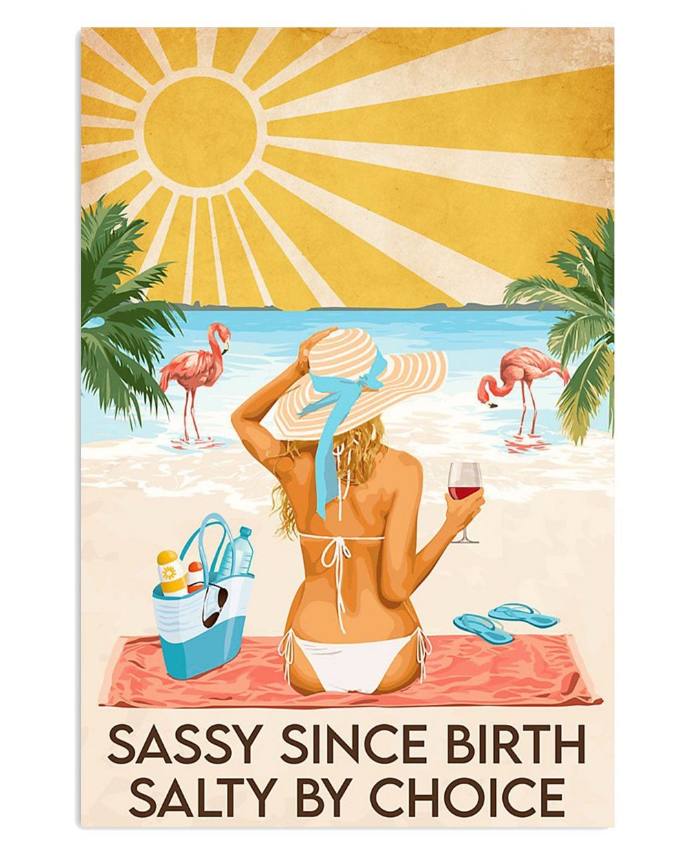 Flamingo Beach Poster Summer Ocean Gift