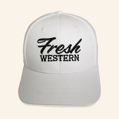 Fresh Western Hat Embroidered Black And White Trucker Hat Gifts For Husband - Lilybirchmarket