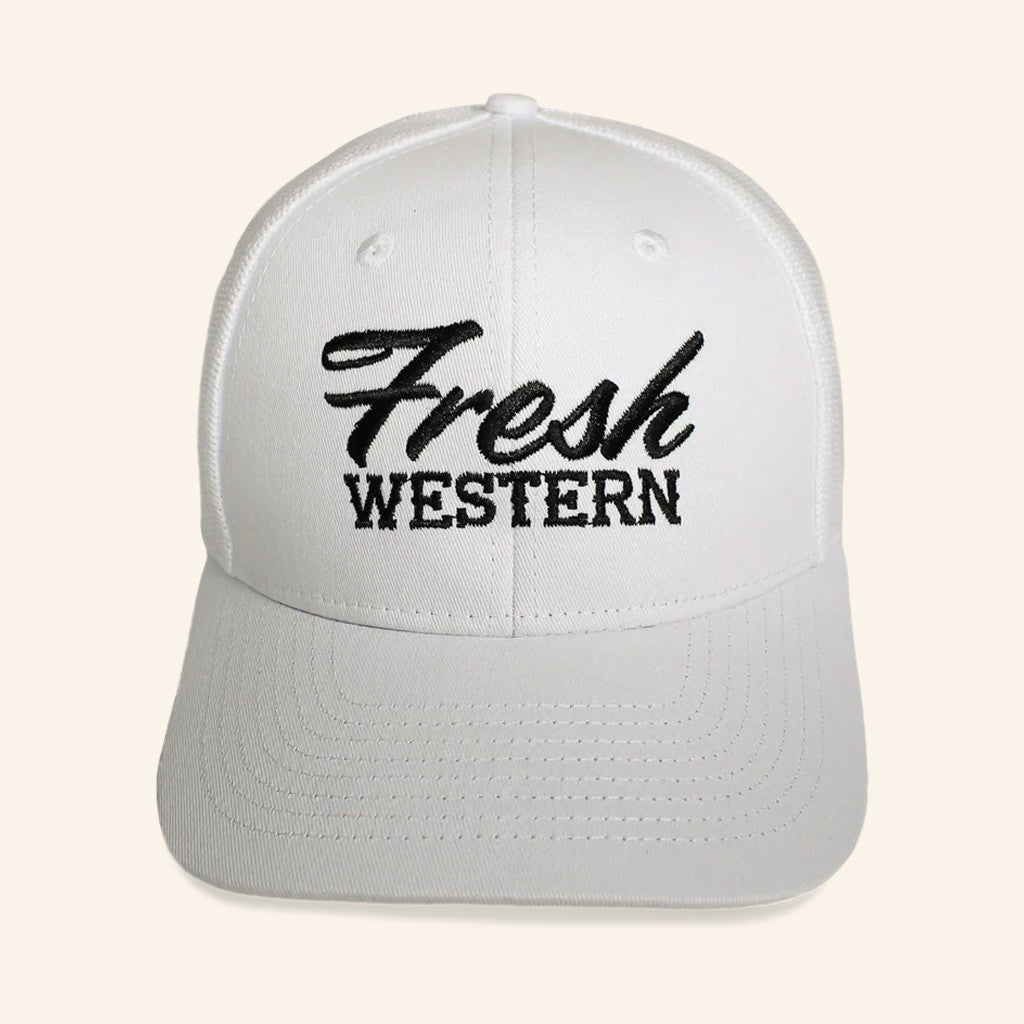 Fresh Western Hat Embroidered Black And White Trucker Hat Gifts For Husband - Lilybirchmarket
