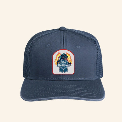 Godzilla Merch Godzilla X PBR Flame Trucker Hat Gift Ideas For Husband - Lilybirchmarket