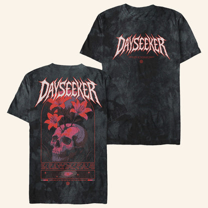 Impericon Merch Dayseeker Flower Skull Black Grey Tie Dye T-Shirt Boyfriend Gifts - Lily Birch Market