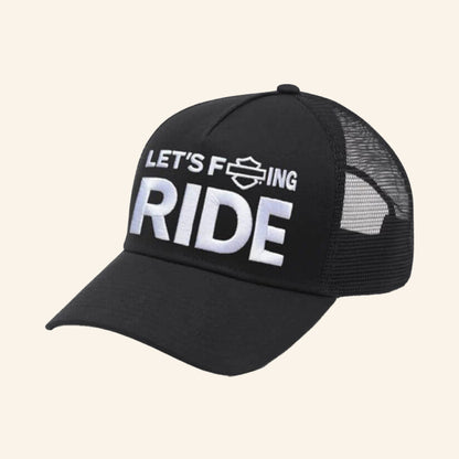 Maidstone HD Merch Harley Davidson Let's F Ride Trucker Hat Embroidered Gifts For Dudes - Lilybirchmarket