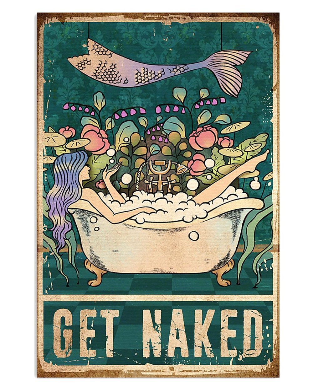 Mermaid Summer Beach Bath Poster