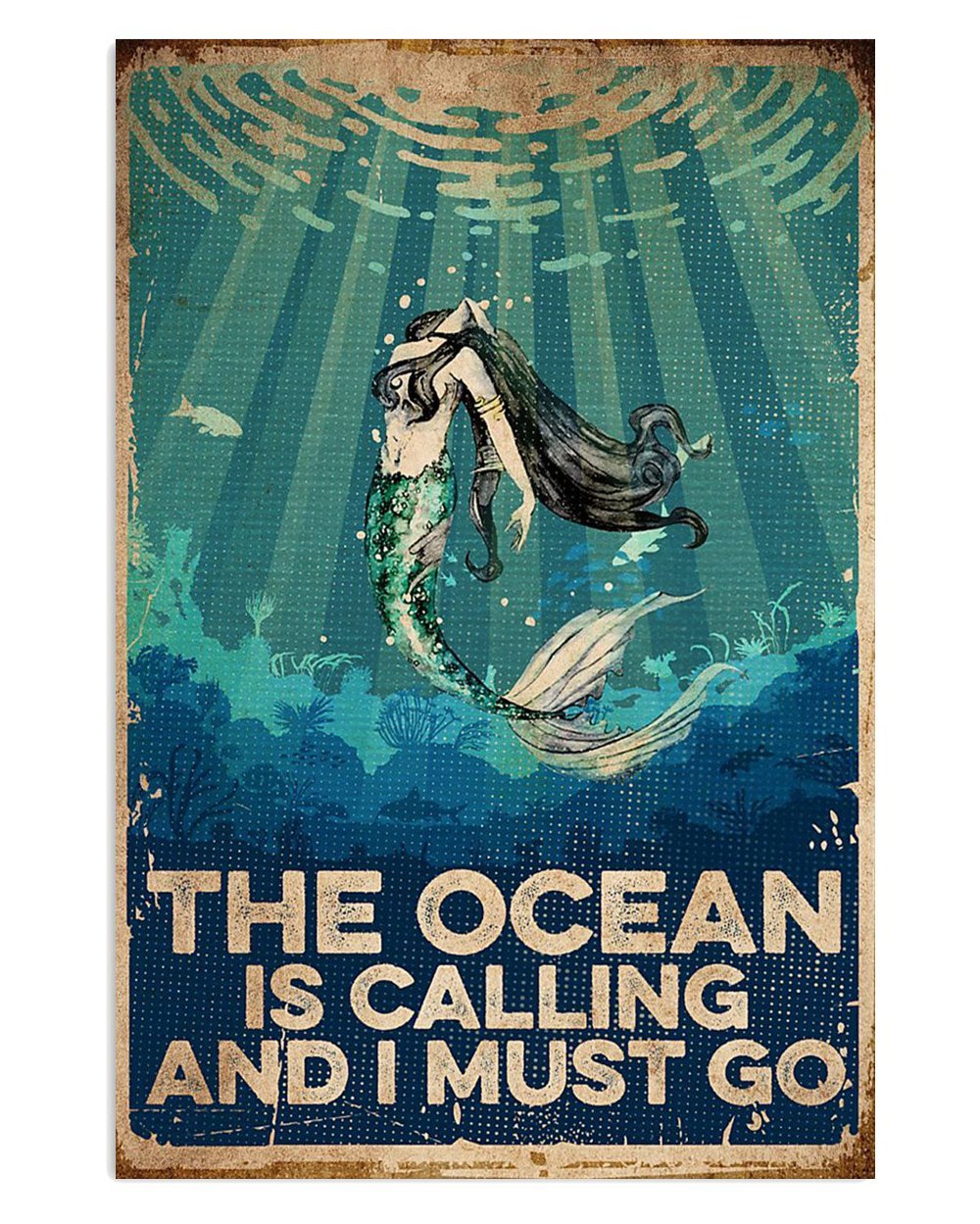 Mermaid Summer Ocean Poster Gift Beach Sea