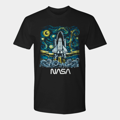 NASA Merch NASA Worm Logo Shirt Starry Night Shuttle T-Shirt Gifts For Brother - Lily Birch Market