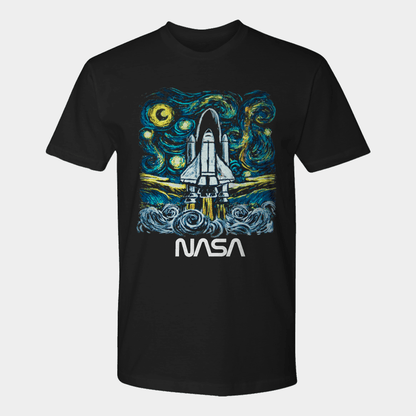 NASA Merch NASA Worm Logo Shirt Starry Night Shuttle T-Shirt Gifts For Brother - Lily Birch Market