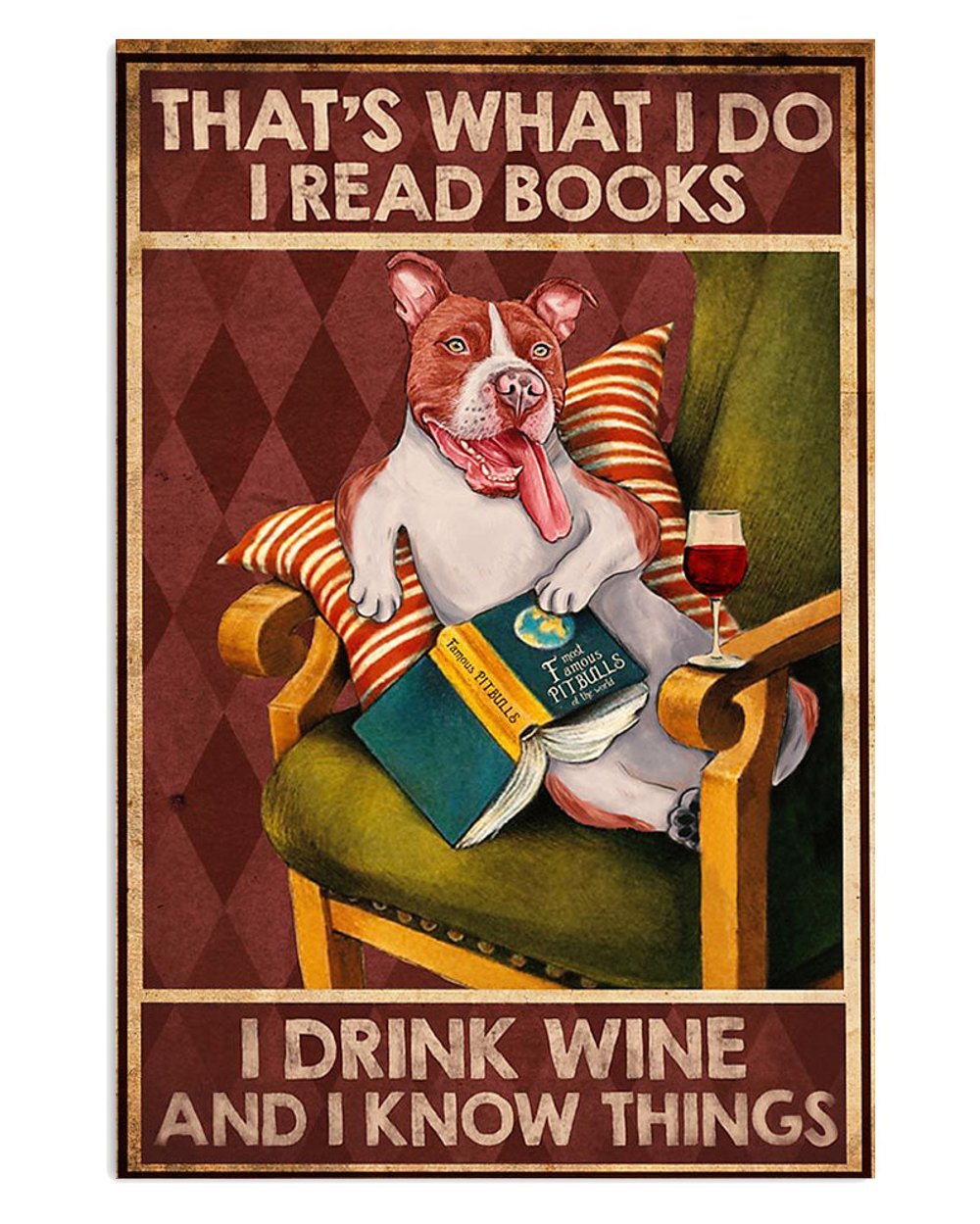 Pitbull Dog Mom Wine Poster