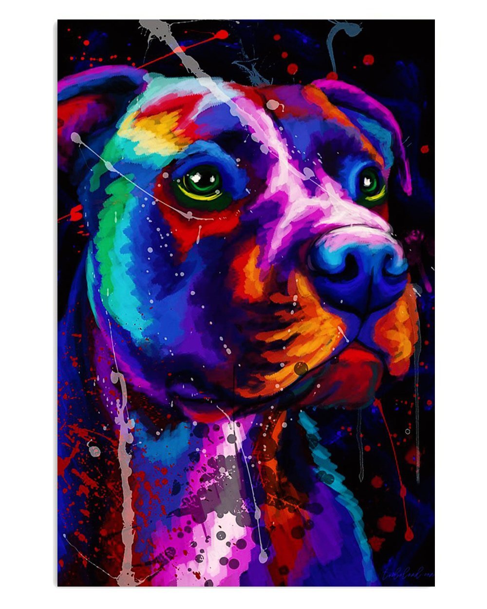 Pitbull Water Color Dog Pitbull Lovers Mom Dad Poster