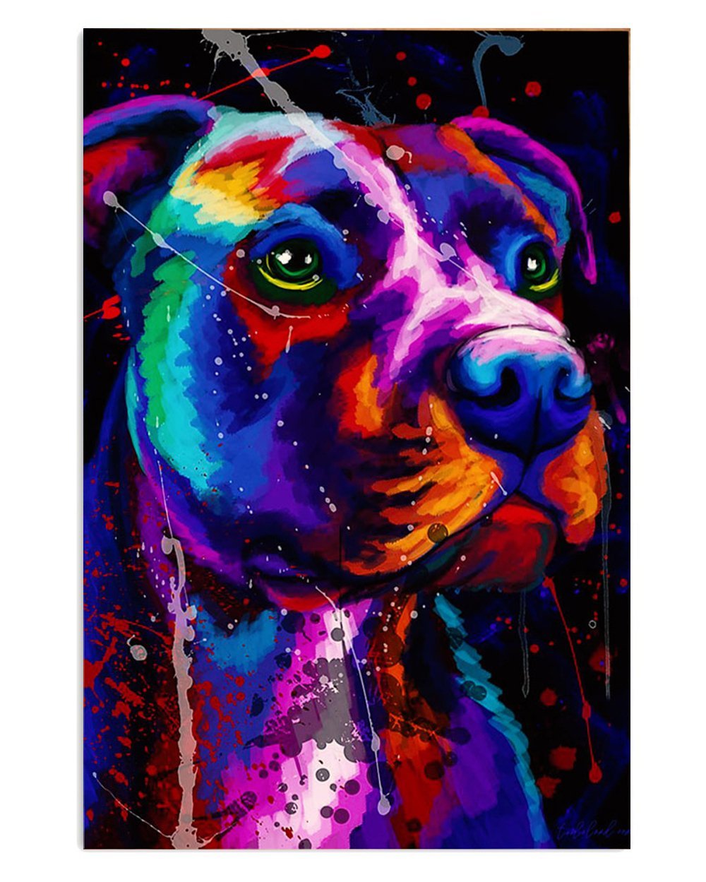 Pitbull Watercolor Dog Mom Dad Art Print