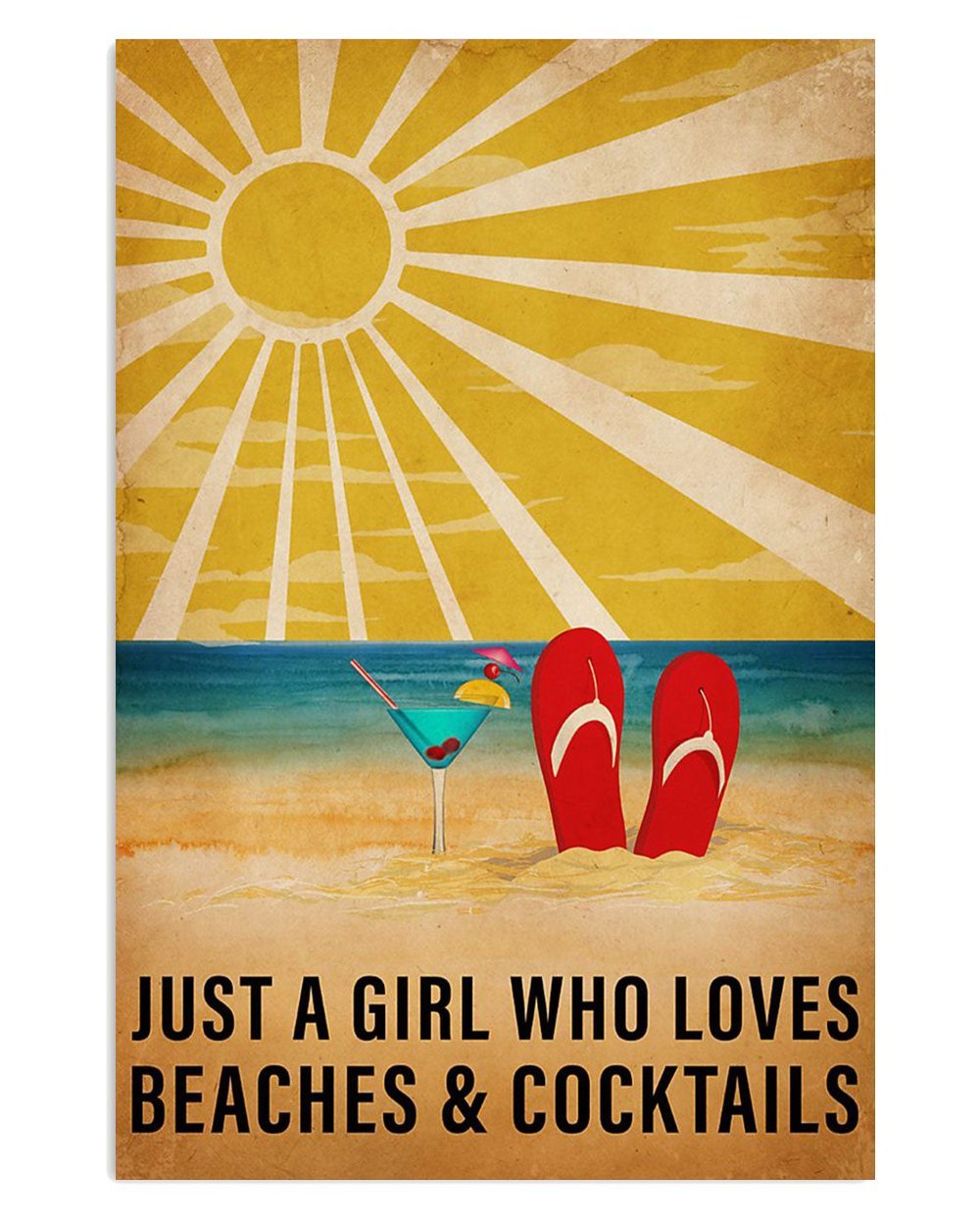 Summer Beach Poster Girl Loves Beaches & Cocktails