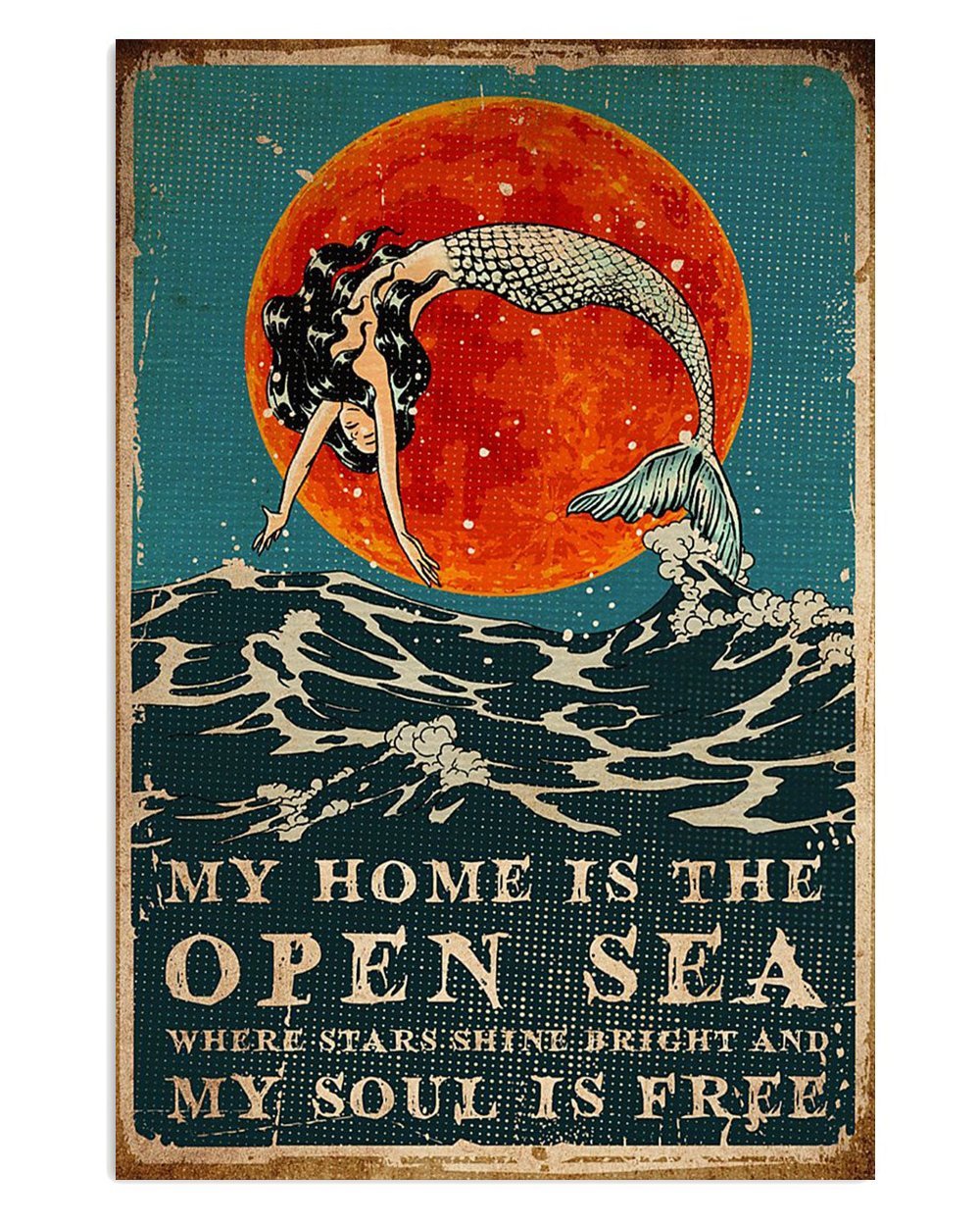 Summer Ocean Mermaid Poster Sea Beach Gift