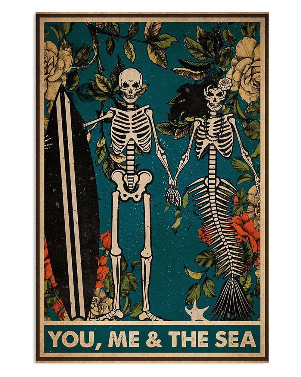 Summer Ocean Mermaid Skeleton Poster