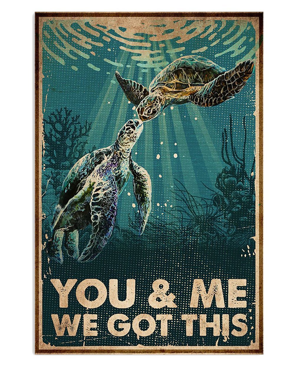 Summer Turtle Couple Poster Gift