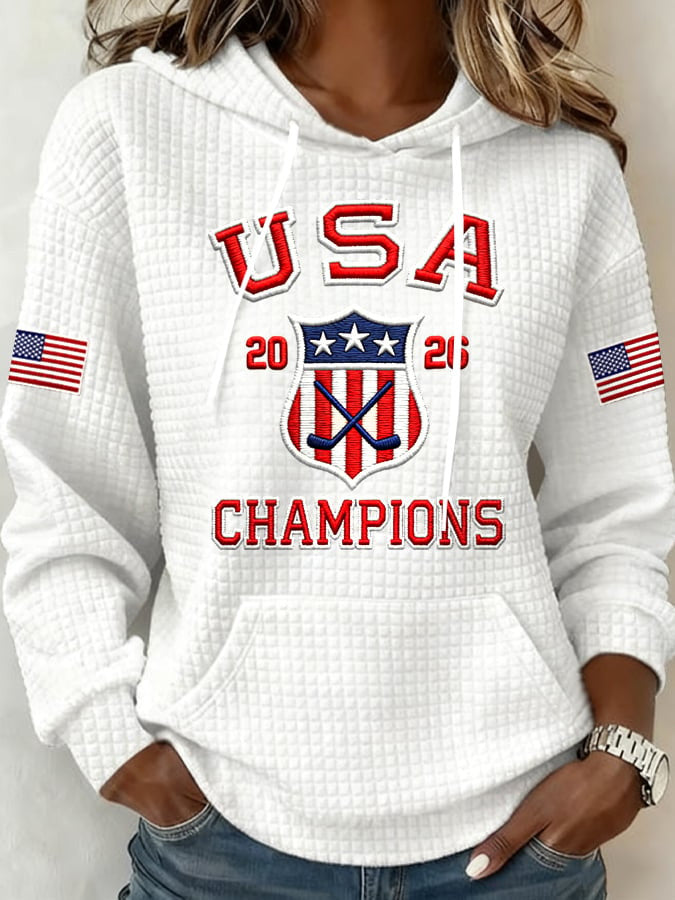 Team USA Hockey Olympic Champions Hoodie USA Hockey Gold Medal Merch Olympics 2026 White - Lilybirchmarket