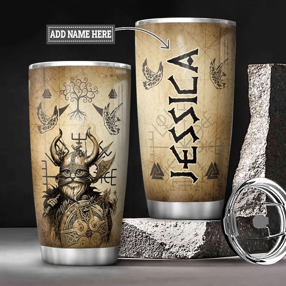 Viking Cat Personalized Tumbler