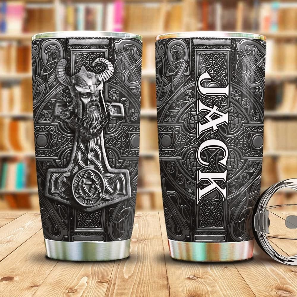 Viking Odin Mjolnir Metal Personalized Tumbler