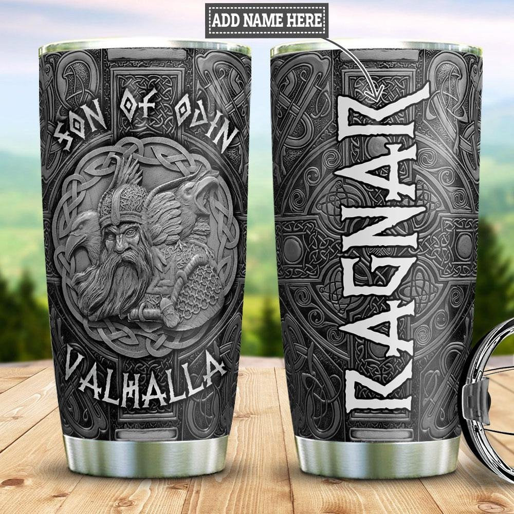 Viking Odin Raven Silver Personalized Tumbler