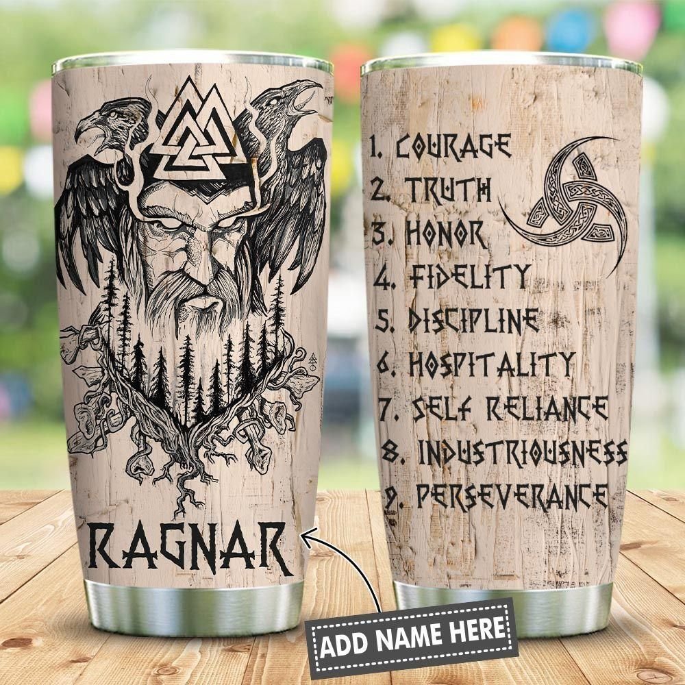 Viking Odin Raven Tattoo Personalized Tumbler